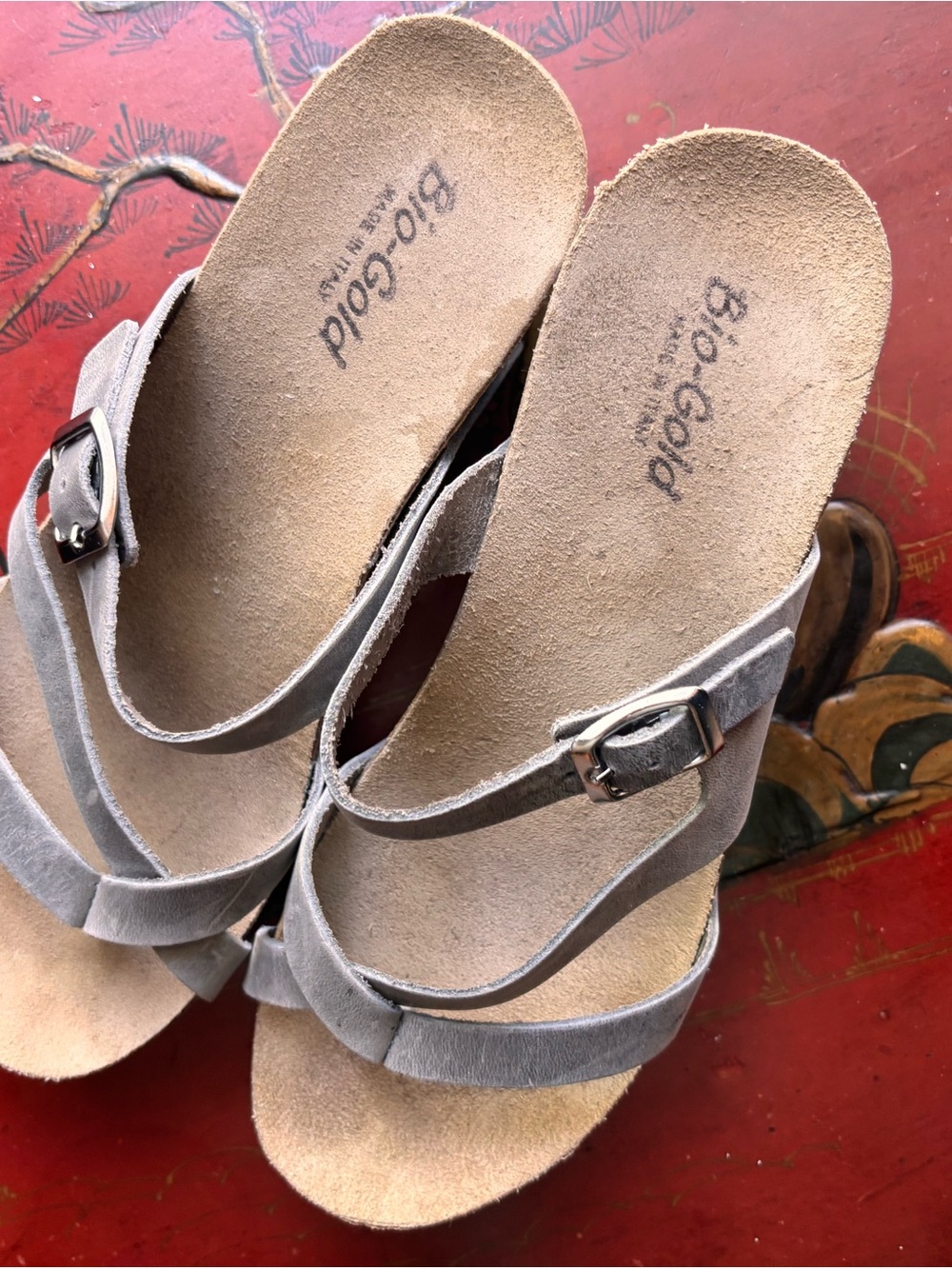 Women's Gray Suede wedge Sandals size 8